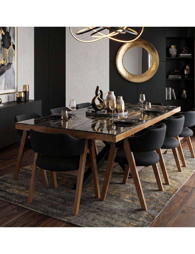 COMEDOR DENVER 240X120 CM C/CUBRECANTO CON 8 SILLAS SICK