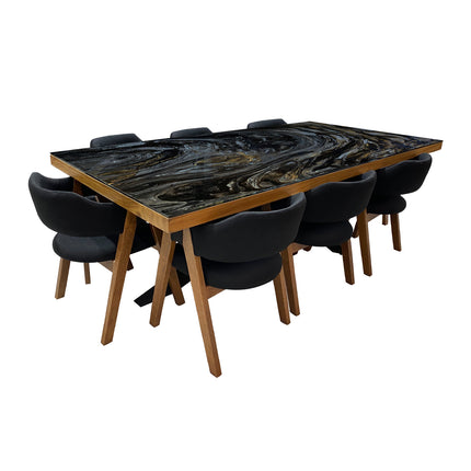 COMEDOR DENVER 240X120 CM C/CUBRECANTO CON 8 SILLAS SICK