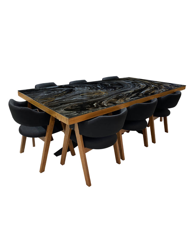 COMEDOR DENVER 240X120 CM C/CUBRECANTO CON 8 SILLAS SICK