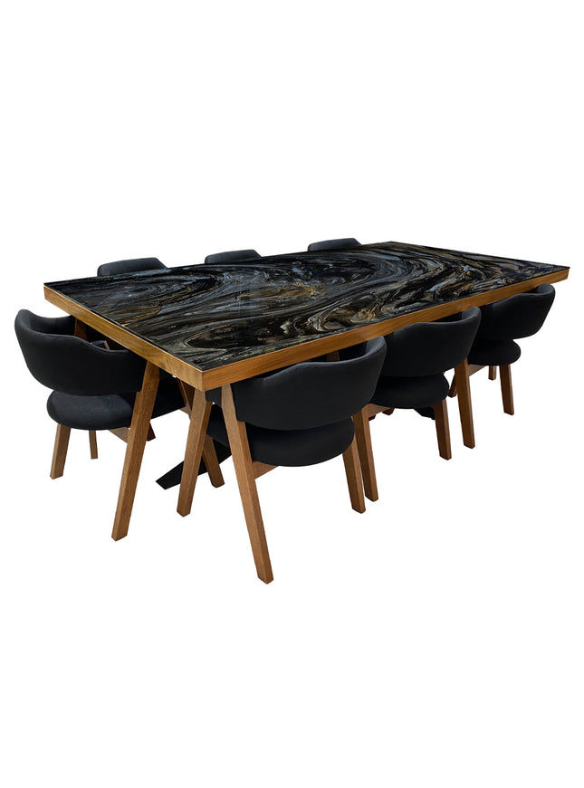 COMEDOR DENVER 240X120 CM C/CUBRECANTO CON 8 SILLAS SICK