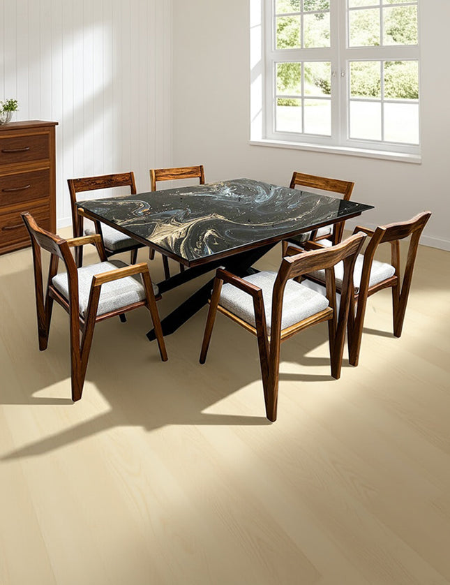 COMEDOR DENVER 120X160 CM CON 6 SILLAS DASSA