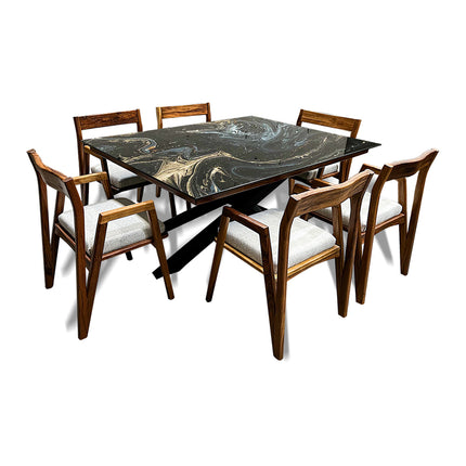 COMEDOR DENVER 120X160 CM CON 6 SILLAS DASSA