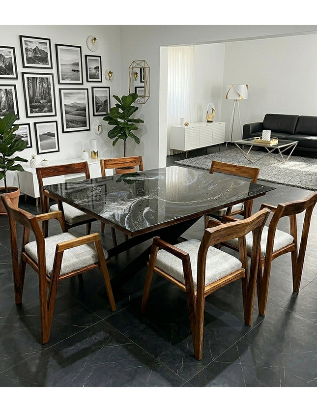 COMEDOR DENVER 120X160 CM CON 6 SILLAS DASSA