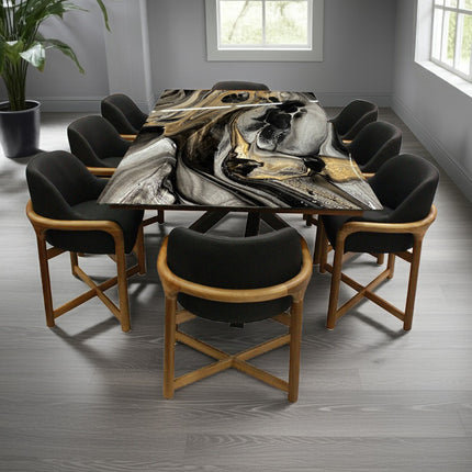 COMEDOR DENVER 240X120 CM C/CUBRECANTO INTERNO CON 8 SILLAS OVAL