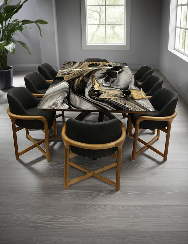 COMEDOR DENVER 240X120 CM C/CUBRECANTO INTERNO CON 8 SILLAS OVAL