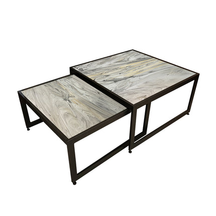 SET MESAS DE CENTRO DE METAL "DOMINICA" 2 PZAS