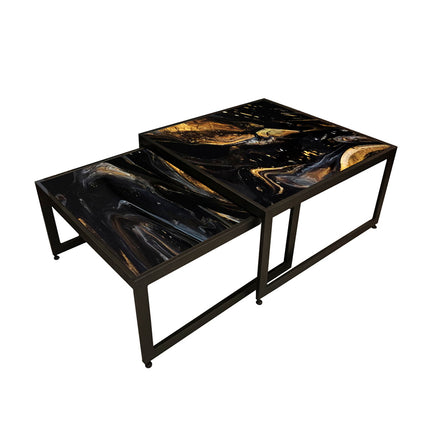 SET MESAS DE CENTRO DE METAL "DOMINICA" 2 PZAS