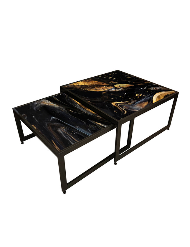 SET MESAS DE CENTRO DE METAL "DOMINICA" 2 PZAS