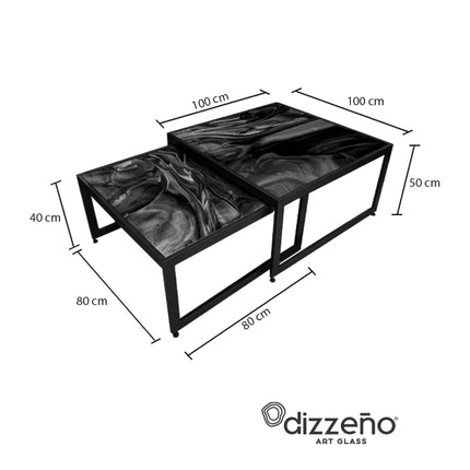 SET MESAS DE CENTRO DE METAL "DOMINICA" 2 PZAS