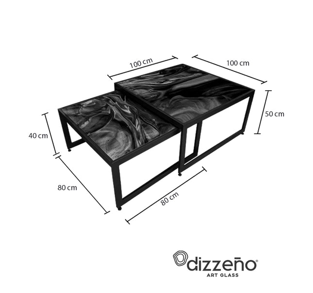 SET MESAS DE CENTRO DE METAL "DOMINICA" 2 PZAS