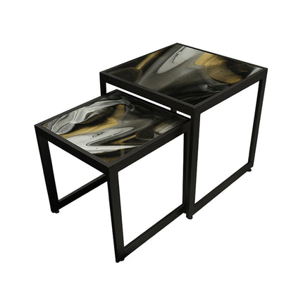 SET MESAS LATERALES DE METAL "DOMINICA" 2 PZAS