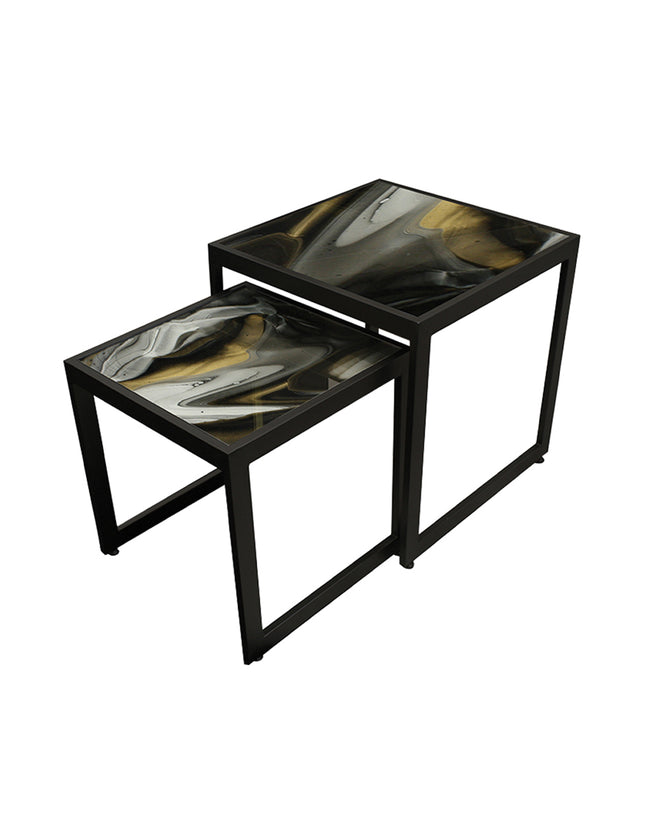 SET MESAS LATERALES DE METAL "DOMINICA" 2 PZAS