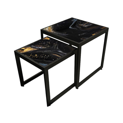 SET MESAS LATERALES DE METAL "DOMINICA" 2 PZAS