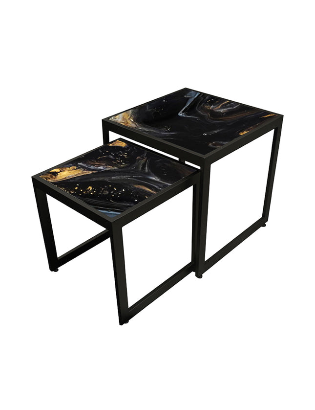 SET MESAS LATERALES DE METAL "DOMINICA" 2 PZAS