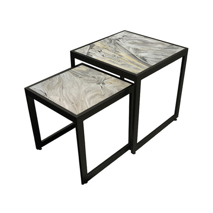 SET MESAS LATERALES DE METAL "DOMINICA" 2 PZAS