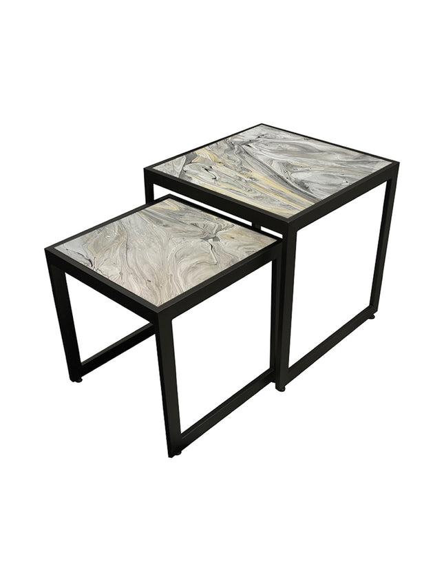 SET MESAS LATERALES DE METAL "DOMINICA" 2 PZAS