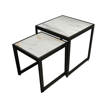 SET MESAS LATERALES DE METAL "DOMINICA" 2 PZAS