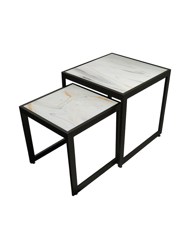 SET MESAS LATERALES DE METAL "DOMINICA" 2 PZAS