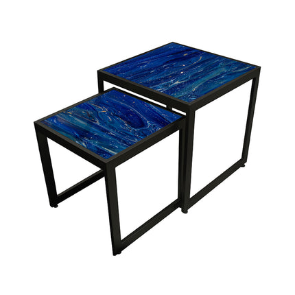 SET MESAS LATERALES DE METAL "DOMINICA" 2 PZAS