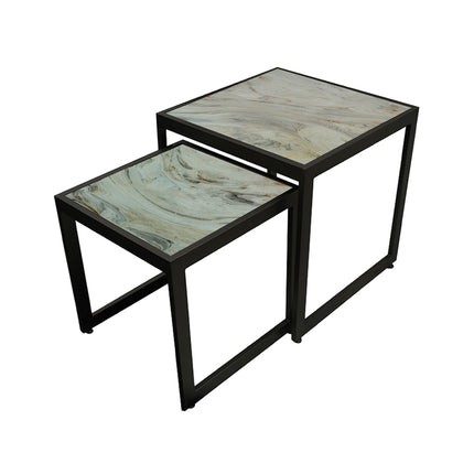 SET MESAS LATERALES DE METAL "DOMINICA" 2 PZAS