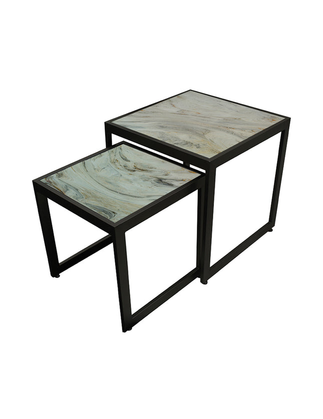 SET MESAS LATERALES DE METAL "DOMINICA" 2 PZAS