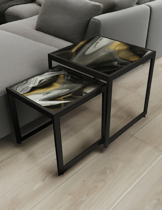 SET MESAS LATERALES DE METAL "DOMINICA" 2 PZAS