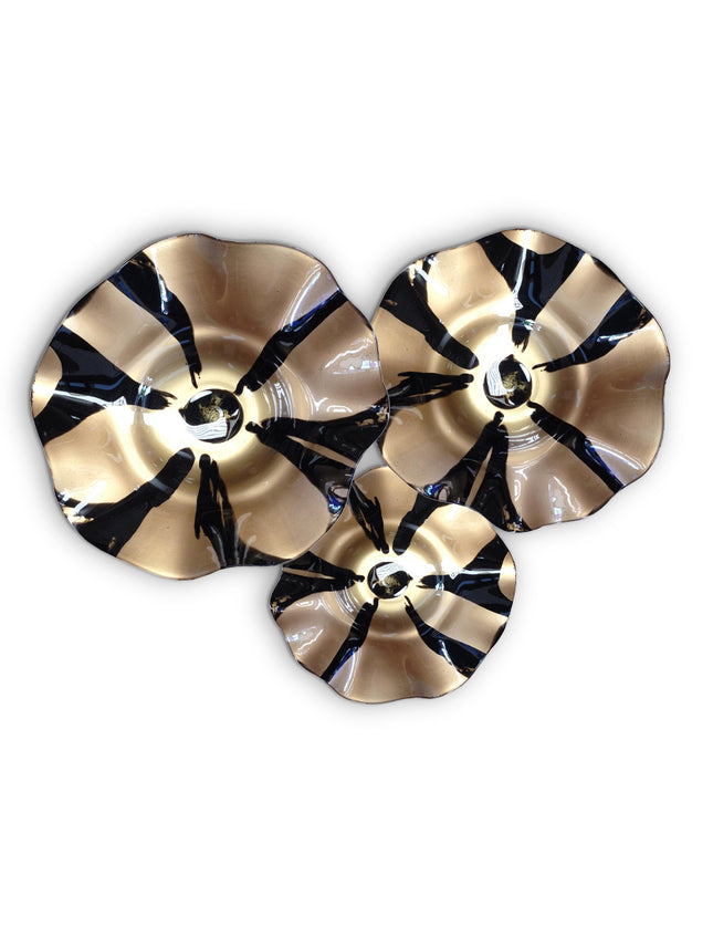 JGO PLATÓN ONDULADO NEGRO FLOR FONDO DORADO