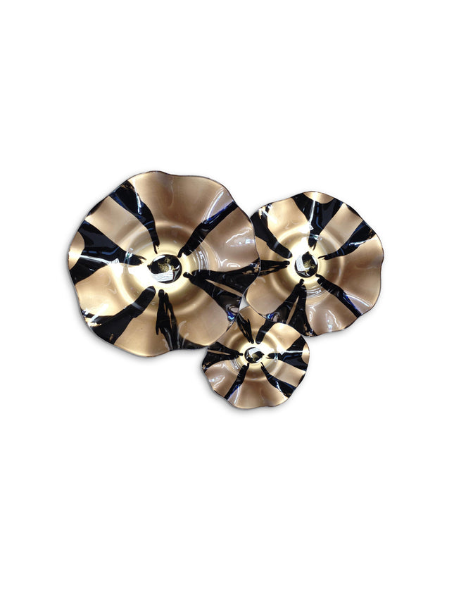 JGO PLATÓN ONDULADO NEGRO FLOR FONDO DORADO