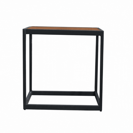 SET MESAS LATERALES DE METAL "CUBA CON MADERA" 2 PZAS