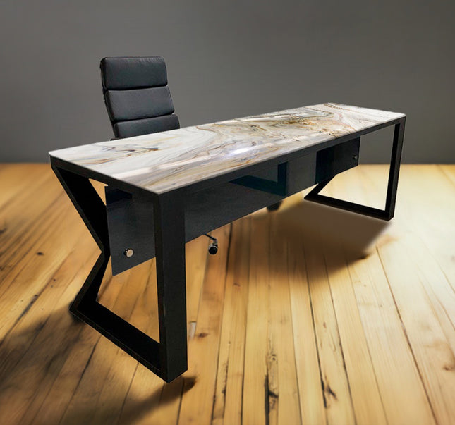 ESCRITORIO CAPILANO BASE DE METAL NEGRO MATE