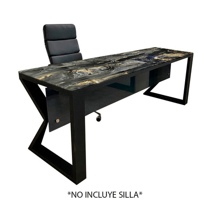 ESCRITORIO CAPILANO BASE DE METAL NEGRO MATE