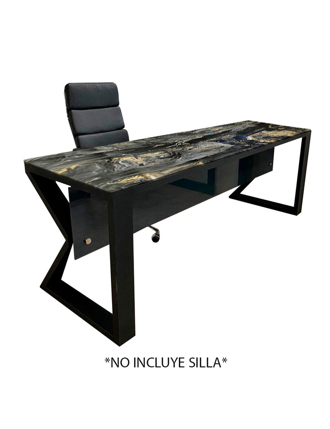 ESCRITORIO CAPILANO BASE DE METAL NEGRO MATE