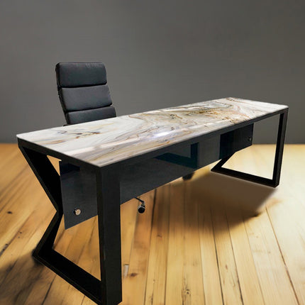 ESCRITORIO CAPILANO BASE DE METAL NEGRO MATE