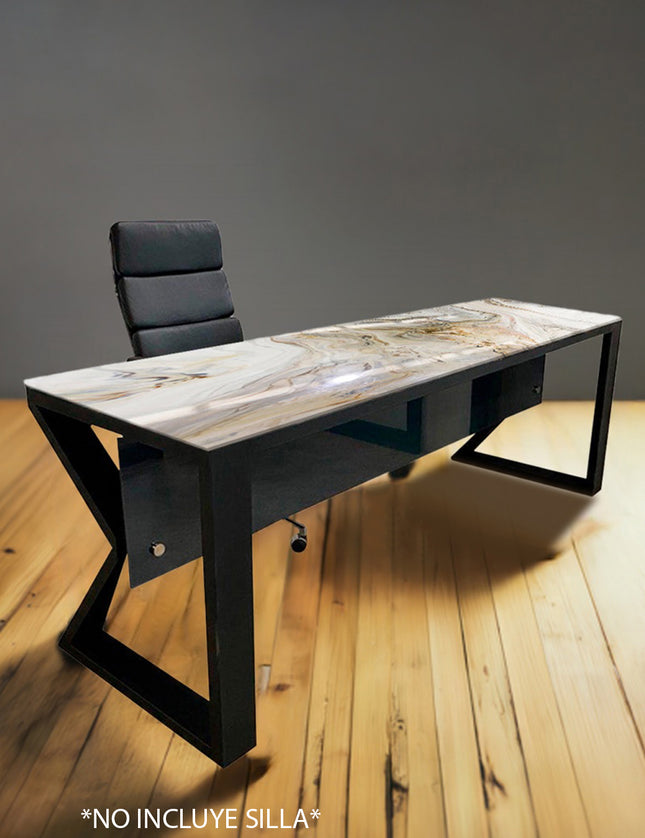 ESCRITORIO CAPILANO BASE DE METAL NEGRO MATE