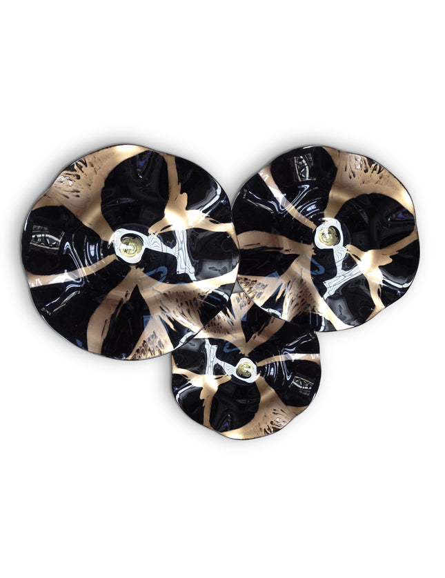 JGO PLATÓN ONDULADO DORADO FLOR FONDO NEGRO