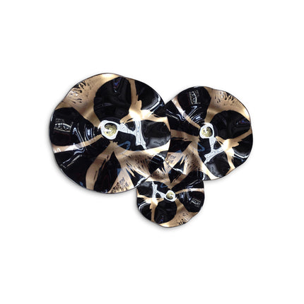 JGO PLATÓN ONDULADO DORADO FLOR FONDO NEGRO