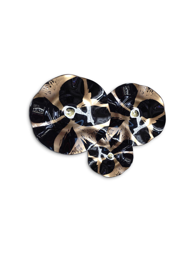 JGO PLATÓN ONDULADO DORADO FLOR FONDO NEGRO