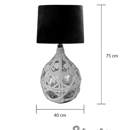 LÁMPARA GOTA CH TRASLÚCIDA CON TEJIDO BEIGE