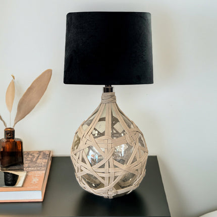 LÁMPARA GOTA CH TRASLÚCIDA CON TEJIDO BEIGE