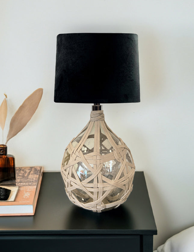 LÁMPARA GOTA CH TRASLÚCIDA CON TEJIDO BEIGE