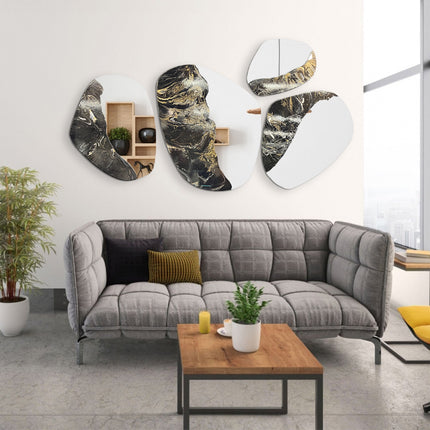 SET ESPEJOS GRANATE RESINA + ESPEJO 4 PZAS