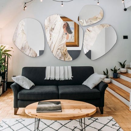 SET ESPEJOS GRANATE RESINA + ESPEJO 4 PZAS