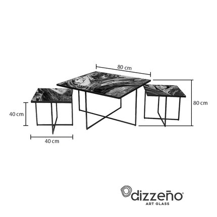 SET MESAS DE CENTRO DE METAL "HAITÍ" 3 PZAS