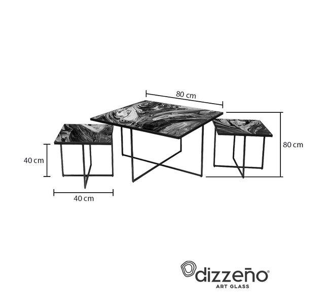 SET MESAS DE CENTRO DE METAL "HAITÍ" 3 PZAS