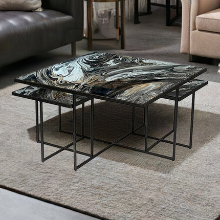 SET MESAS DE CENTRO DE METAL "HAITÍ" 3 PZAS