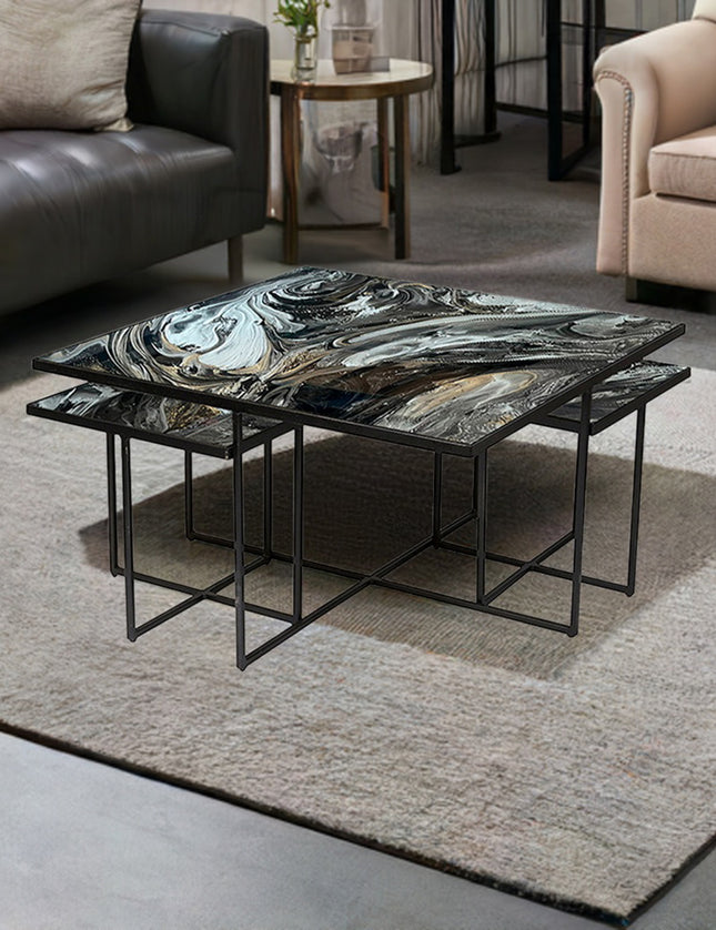 SET MESAS DE CENTRO DE METAL "HAITÍ" 3 PZAS