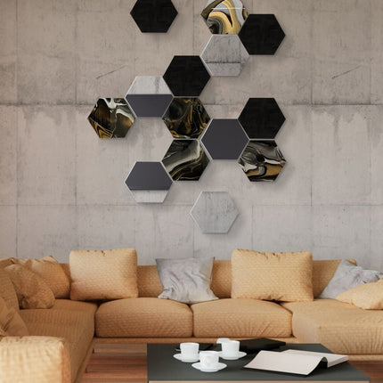 SET ESPEJOS HEXÁGONOS 14 PZAS CON BASE DE PAROTA