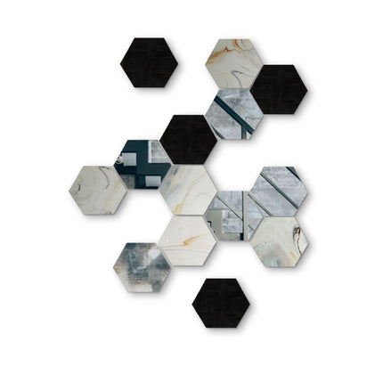 SET ESPEJOS HEXÁGONOS 14 PZAS CON BASE DE PAROTA