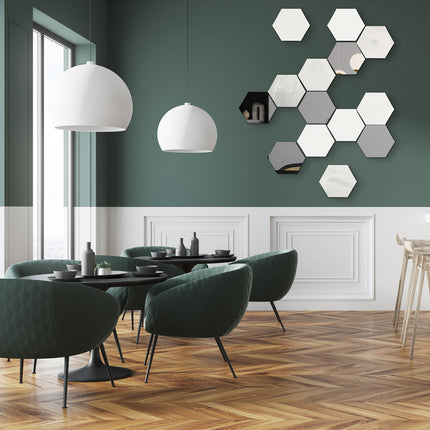 SET ESPEJOS HEXÁGONOS 14 PZAS CON BASE DE PAROTA