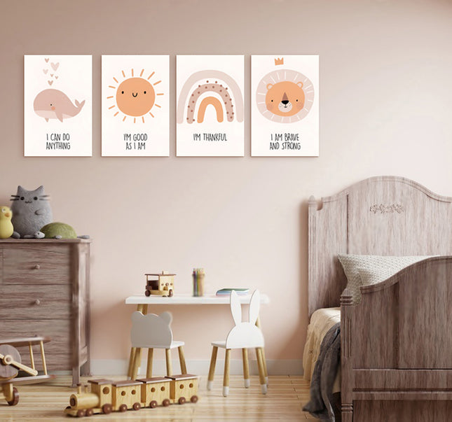 SET DE CUADROS ORANGE SUN 4 PZAS